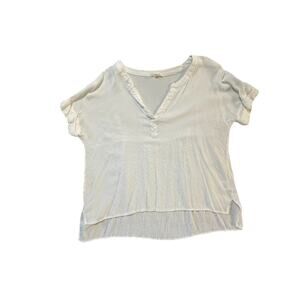 Jane and Delancey White Textured V-Neck Blouse Women’s XL Short Sleeve Crinkle